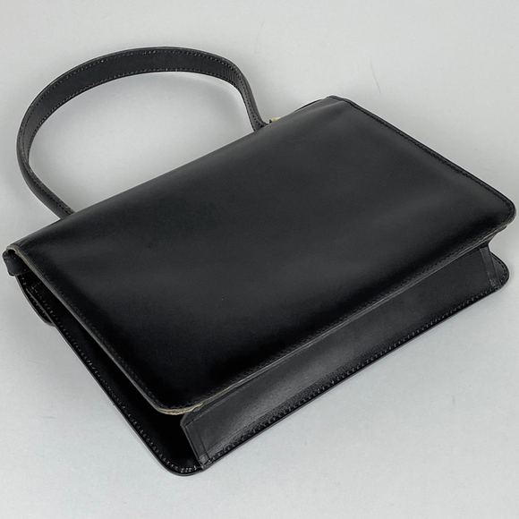Dior Logo Black Handbag Christian  Leather Push Lock - Picture 1 of 6